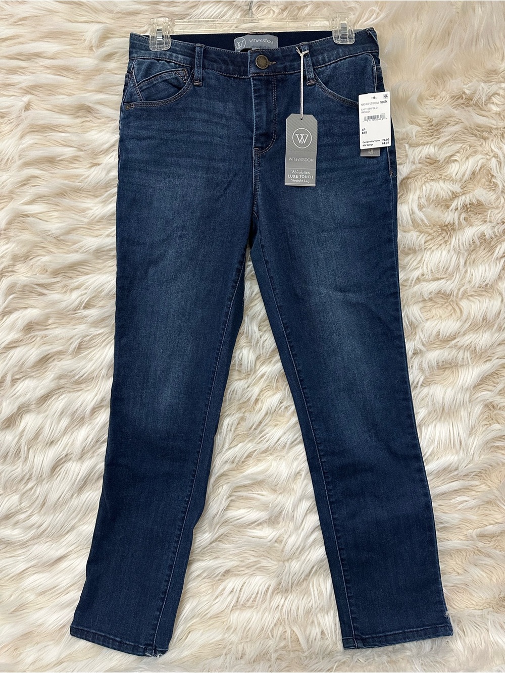 Wit & Wisdom AbSolution Luxe Touch Straight Leg Jeans Size 4P Dark Wash NWT